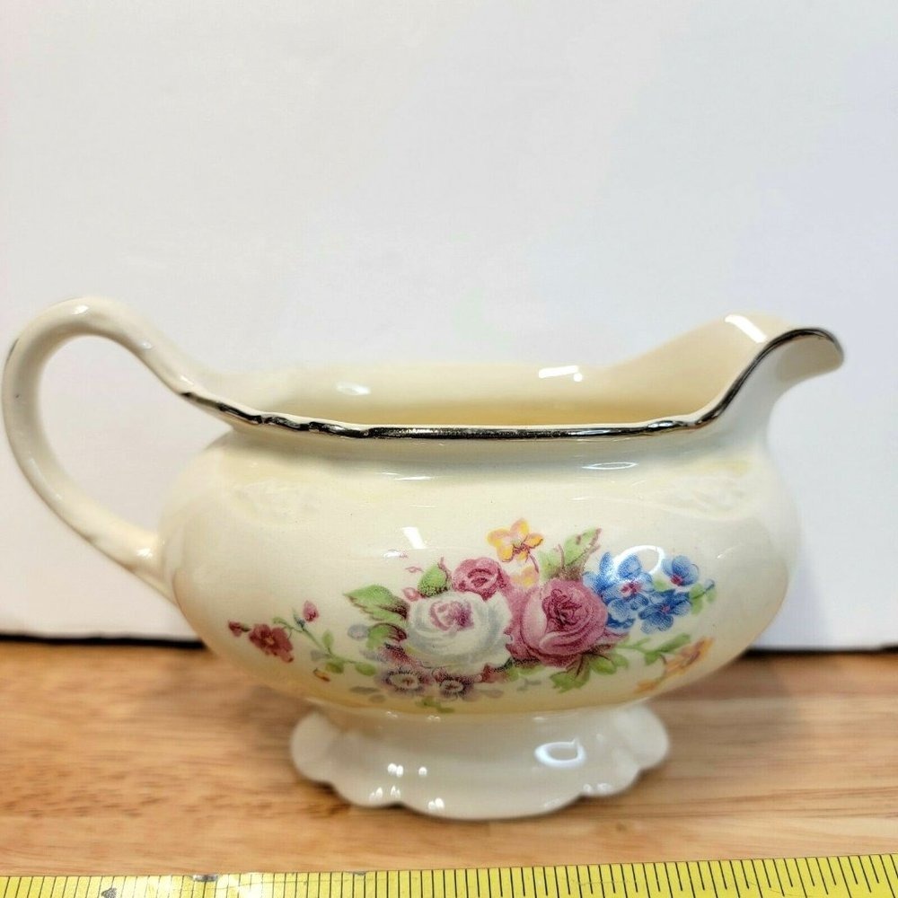 Homer Laughlin White Floral Print Virginia Rose Ceramic Creamer Brand: Homer La